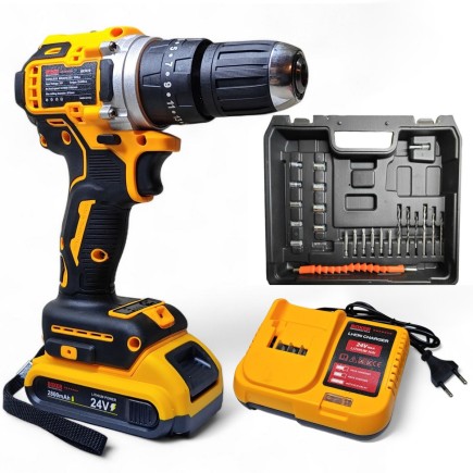 Wiertarko-Wkrętarka z Udarem Boxer 3310 Silnik Bez Szczotkowy 24 Elementy