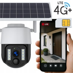 Zewnętrzna Kamera 360 na Kartę Sim GSM LTE 4G z Panelem Solarnym