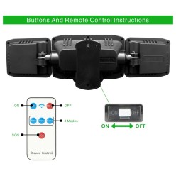 Lampa Solarna Zewnętrzny Kinkiet 192 LED COB Na Ścianę z Pilotem