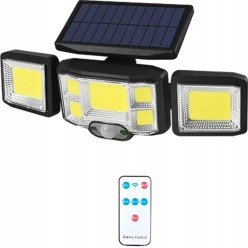 Lampa Solarna Zewnętrzny Kinkiet 192 LED COB Na Ścianę z Pilotem