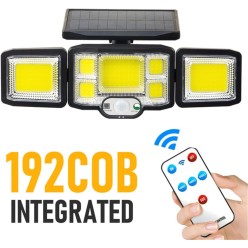Lampa Solarna Zewnętrzny Kinkiet 192 LED COB Na Ścianę z Pilotem