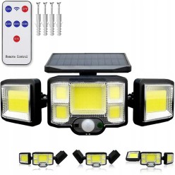 Lampa Solarna Zewnętrzny Kinkiet 192 LED COB Na Ścianę z Pilotem