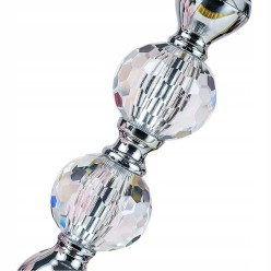 Zestaw 3 Świeczniki Kryształowe Szklane Chromowane Wykończenie