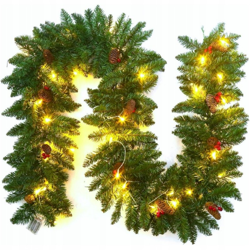 Świąteczna Girlanda Gęsta Łańcuch 300cm + Lampki LED