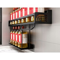 Kuchenny Organizer Półka Na Ścianę Wiszący Na Przybory z Wieszakami 58x24x12