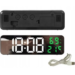 Zegar Budzik Cyfrowy LED Duże Cyfry z Termometrem
