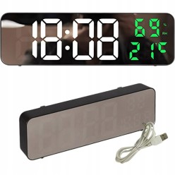 Zegar Budzik Cyfrowy LED Duże Cyfry z Termometrem i Higrometr