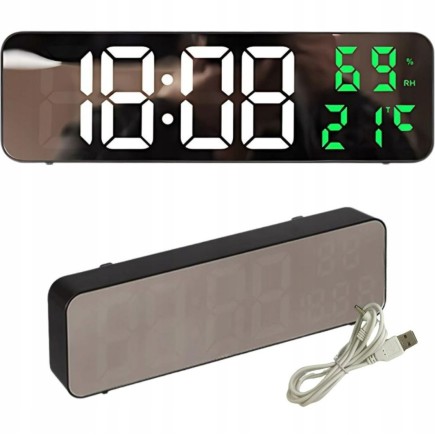 Zegar Budzik Cyfrowy LED Duże Cyfry z Termometrem