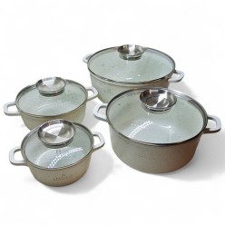 Zestaw Garnków 21 Elementów Marmurkowe Białe z Patelnie z Pokrywkami Akcesoria