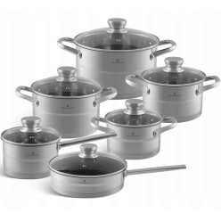 Zestaw Garnków Edenberg Stalowe z Pokrywkami 12 Elementów Jakość Premium