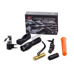 Taktyczna Latarka z ZOOM oraz Lampą Ostrzegawczą Sygnalizacyjną LED CREE