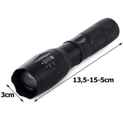 Taktyczna Latarka z ZOOM oraz Lampą Ostrzegawczą Sygnalizacyjną LED CREE