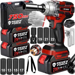 Klucz Udarowy Akumulatorowy 2x21V 4AH 750Nm Silnik Bezszczotkowy