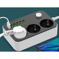 Przedłużacz Listwa Zasilająca 3x230V 6xUSB z Przyciskiem Zasilającym