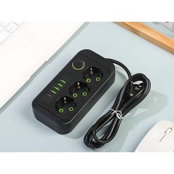 Przedłużacz Listwa Zasilająca 3x230V 4xUSB 1xUSB-C z Przyciskiem Zasilającym