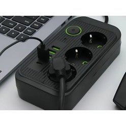 Przedłużacz Listwa Zasilająca 3x230V 4xUSB 1xUSB-C z Przyciskiem Zasilającym