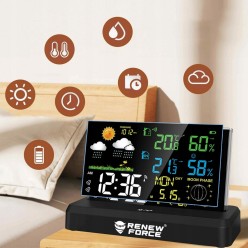 Stacja Pogody Temperatura Wewnątrz i Na Zewnątrz z Higrometr Barometr