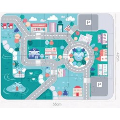 Drewniane Klocki Duże Miasto Zestaw Edukacyjny z Matą 115el