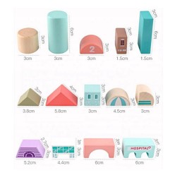 Drewniane Klocki Duże Miasto Zestaw Edukacyjny z Matą 115el