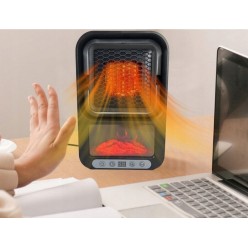 Farelka Biurkowa Przenośna 500W z Pilotem Dekoracja Kominek