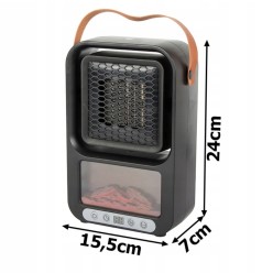 Farelka Biurkowa Przenośna 500W z Pilotem Dekoracja Kominek