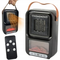 Farelka Biurkowa Przenośna 500W z Pilotem Dekoracja Kominek