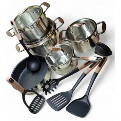 Zestaw Garnków Szlachetnych Stal Nierdzewna 16 Elementów Garnki Premium