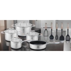 Zestaw Garnków Szlachetnych Stal Nierdzewna 16 Elementów Premium