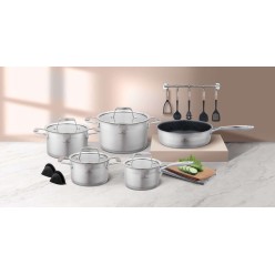 Zestaw Garnków Szlachetnych Stal Nierdzewna 16 Elementów Premium