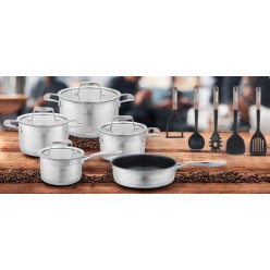 Zestaw Garnków Szlachetnych Stal Nierdzewna 16 Elementów Premium