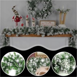 Świąteczna Girlanda Diamentowa Śnieżno Biała Świecąca 100 LED