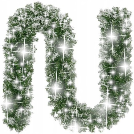 Świąteczna Girlanda Diamentowa Śnieżno Biała Świecąca 100 LED
