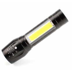 Mini Latarka Taktyczna LED COB Na USB + ZOOM Wodoodporna 2w1