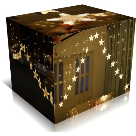 Lampki Choinkowe Kurtyna Girlanda LED Gwiazdki Ciepłe 136 punktów