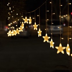 Lampki Choinkowe Kurtyna Girlanda LED Gwiazdki Ciepłe 136 punktów