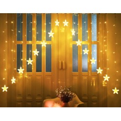 Lampki Choinkowe Kurtyna Girlanda LED Gwiazdki Ciepłe 136 punktów
