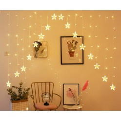 Lampki Choinkowe Kurtyna Girlanda LED Gwiazdki Ciepłe 136 punktów