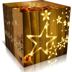 Lampki Choinkowe Kurtyna Girlanda LED Gwiazdy Efekt Iskrzenia Ciepłe