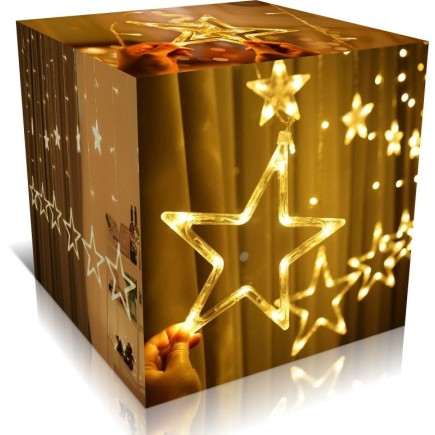 Lampki Choinkowe Kurtyna Girlanda LED Gwiazdy Efekt Iskrzenia Ciepłe