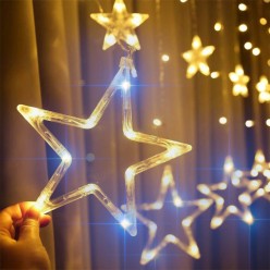 Lampki Choinkowe Kurtyna Girlanda LED Gwiazdy Efekt Iskrzenia Ciepłe