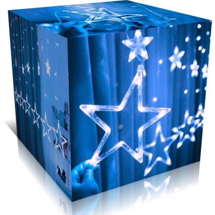 Lampki Choinkowe Kurtyna Girlanda LED Gwiazdy Efekt Iskrzenia Zimne