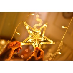 Lampki Choinkowe Kurtyna Girlanda LED Gwiazdy Efekt Iskrzenia Ciepłe