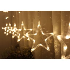 Lampki Choinkowe Kurtyna Girlanda LED Gwiazdy Efekt Iskrzenia Ciepłe