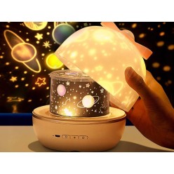 2w1 Projektor Gwiazd Lampka Nocna Różne Wzory Rotacyjna