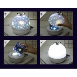 2w1 Projektor Gwiazd Lampka Nocna Różne Wzory Rotacyjna