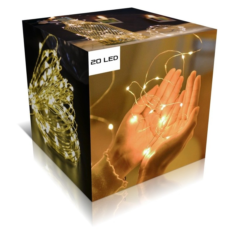 Lampki Choinkowe Świecący Drucik 20 LED ciepły biały