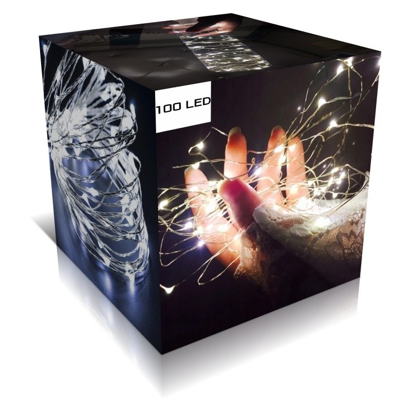 Lampki Choinkowe Świecący Drucik 100 LED zimny biały