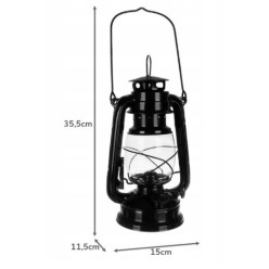 Klasyczna Lampa Naftowa Czarna 24cm Retro z Regulacją