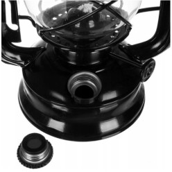 Klasyczna Lampa Naftowa Czarna 24cm Retro z Regulacją