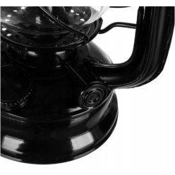 Klasyczna Lampa Naftowa Czarna 24cm Retro z Regulacją